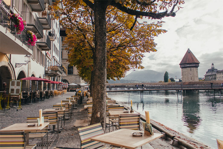 Riverside café in Lucerne